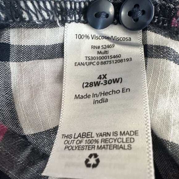 Terra & Sky Womens Plus Size Plaid Button-Up Shirt 4X 28W-30W - Picture 8 of 9